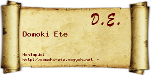 Domoki Ete névjegykártya
